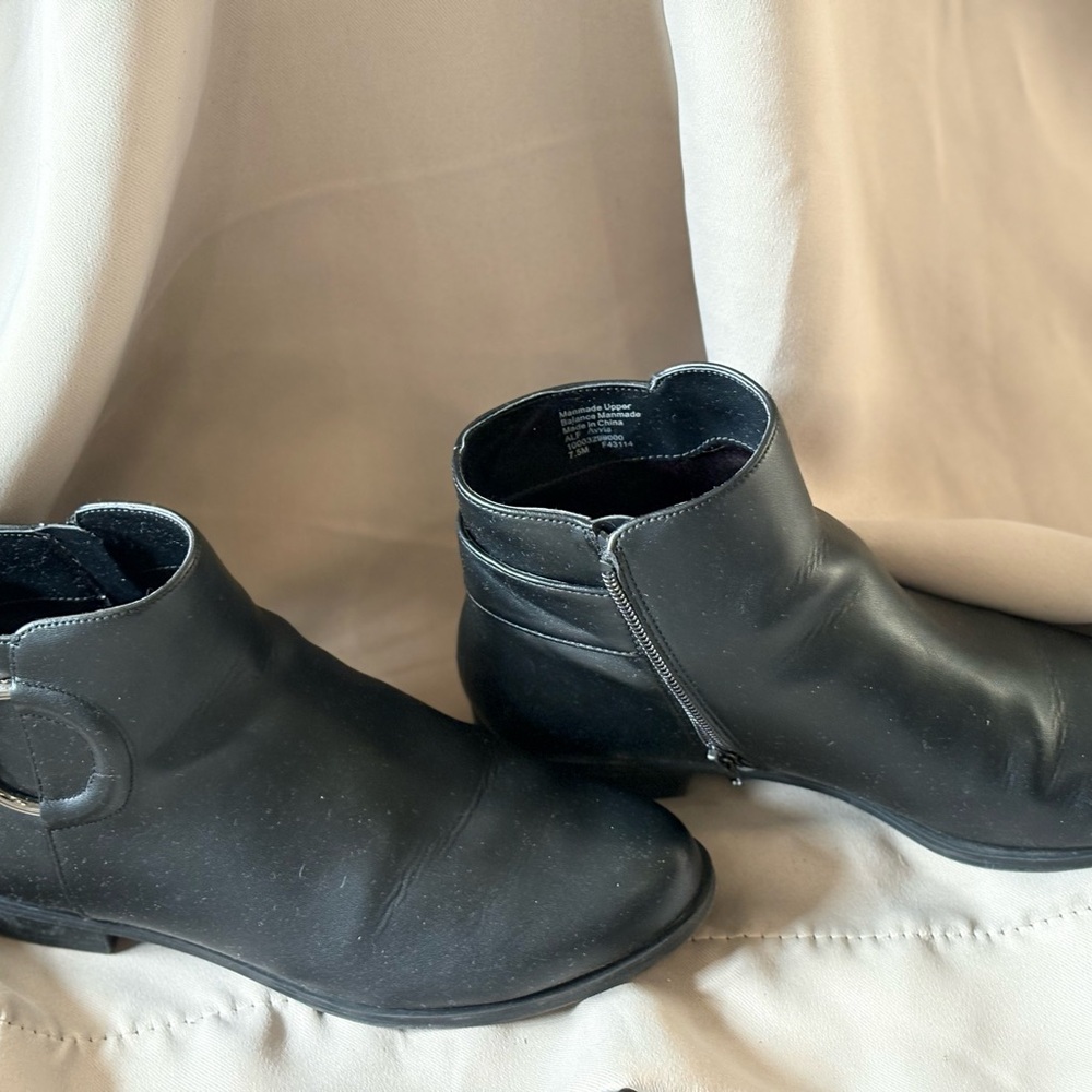 Alfani Black Leather Ankle Booties with Side Zip